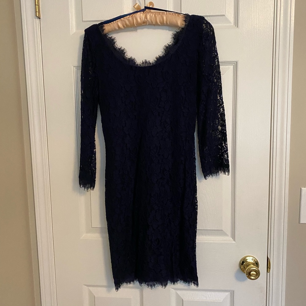 DVF Navy Lace Mini Dress